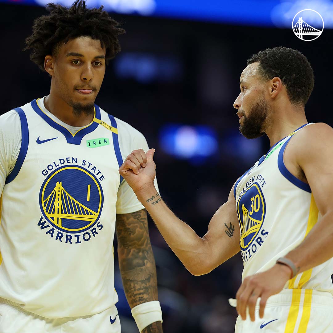 warriors's tweet photo. Rookie &amp; the Vet https://t.co/3yD5lCXosf