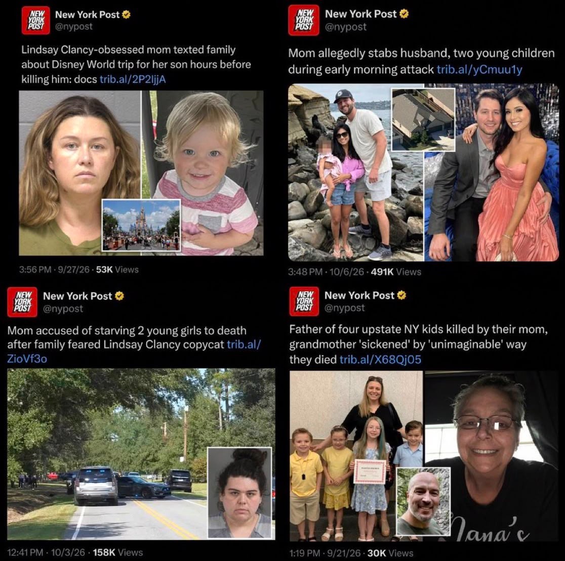 MarioNawfal's tweet photo. 🚨🇺🇸 This is not right, and this is EXACTLY what a lot of people were afraid of when the Lindsay Clancy case took relevance.

Multiple mothers are now facing murder charges after taking their own kids' lives, with investigators pointing to a disturbing obsession with Clancy’s high-profile legal defense.

In a recent case in Illinois, prosecutors reported a mother texted friends about the case right before strangling her 2-year-old toddler.

Are these women going to tell the judge that postpartum psychosis can be spread?

Source: NYP / Writer: Lucas