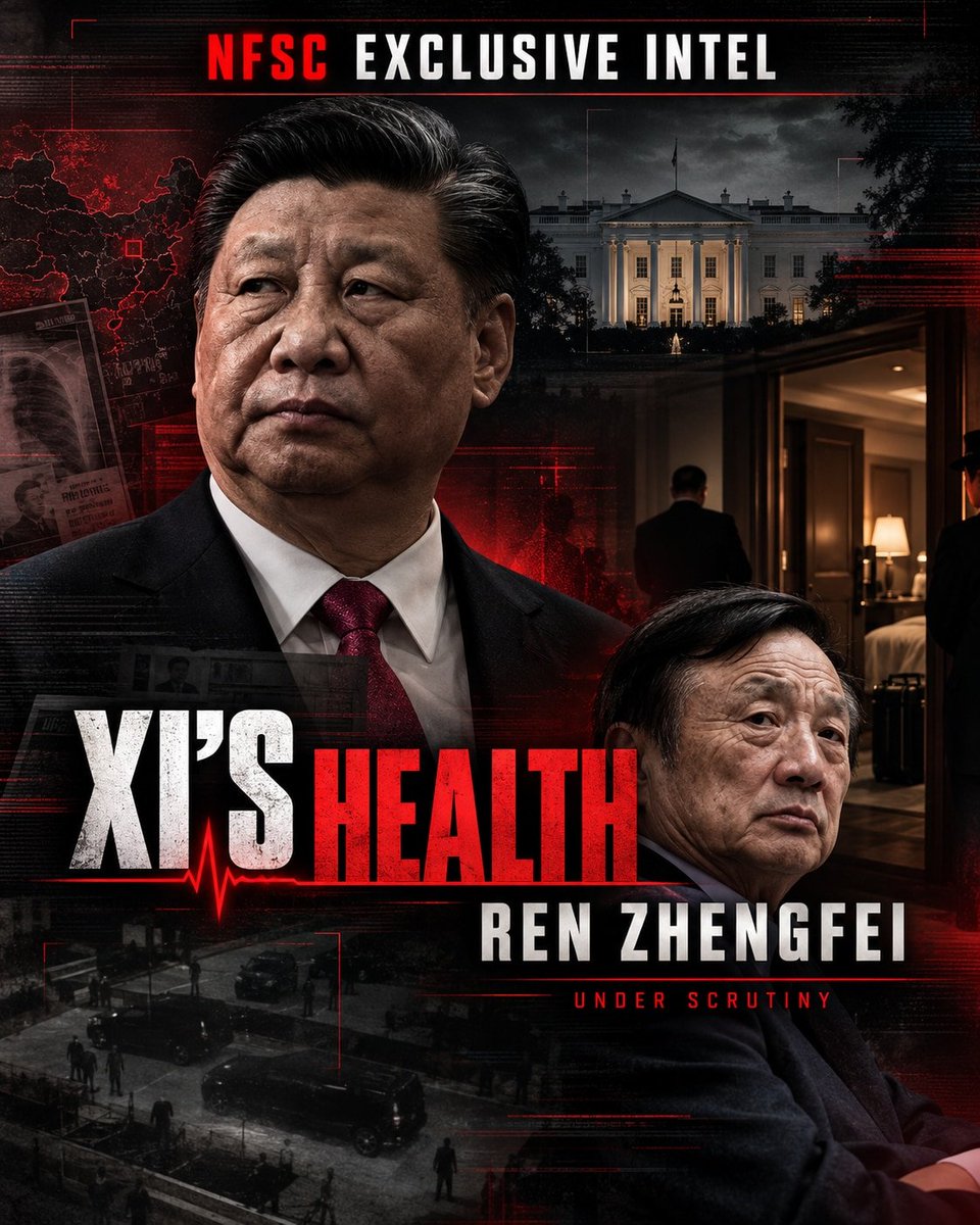 NFSCSpeak's tweet photo. 💥💥💥💥💥NFSC EXCLUSIVE INTEL (2026.10.06): XI’S HEALTH, HUAWEI FOUNDER UNDER SCRUTINY

According to NFSC’s exclusive information, Xi Jinping’s schedule during his September 23–25 U.S. visit had to be arranged around his physical condition.

1️⃣Sources say he can not sustain a full day of official activities and must sleep or rest around midday.

2️⃣During breaks, sources report Xi requires injections or inhaled cardiac stimulants to maintain his condition.

3️⃣Another detail rarely discussed publicly: Xi undergoes makeup before public appearances.

By the time Xi appeared alongside President Trump, he looked composed and physically stable.

Separately, NFSC has obtained information that Huawei founder Ren Zhengfei and members of his family have been placed under restrictive control, with the family being held together at a hotel.

Two of Communist China’s most powerful symbols, Xi Jinping and Huawei, are now surrounded by extraordinary secrecy. NFSC will continue tracking developments. Follow @NFSCSpeaks  for the latest intelligence updates.