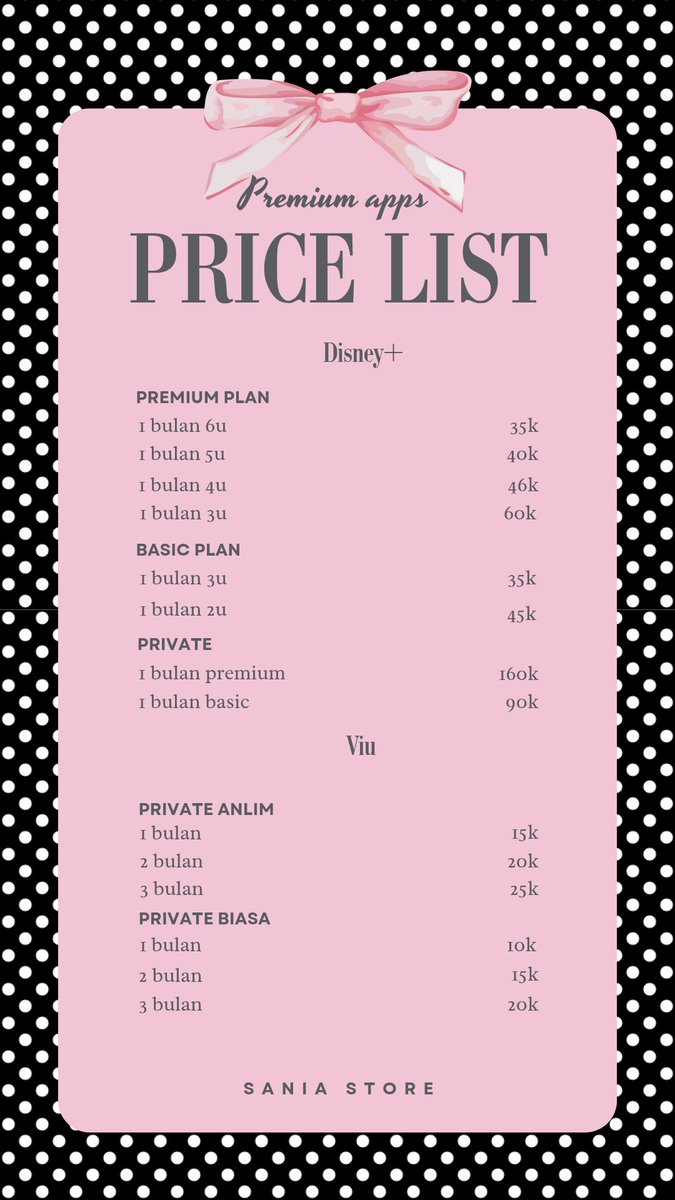 esania194's tweet photo. Hello, sansaniee 👋🏻 welcome to sania store, untuk kalian yang lagi cari premium apps, boleh intip PL dulu disini, siapa tau ada yang nyangkut, order via dm/wa, dijamin trusted, fsr, murcee 😋💕 #zonauang #zonajajan https://t.co/tinmbzLkc8