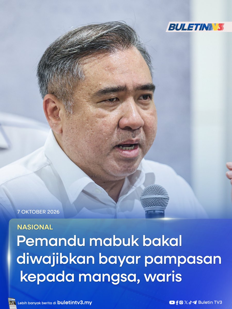 BuletinTV3's tweet photo. NASIONAL | Kerajaan secara dasarnya bersetuju memasukkan mekanisme pampasan atau ganti rugi kepada mangsa atau waris kemalangan jalan raya yang membabitkan pemandu mabuk dalam pindaan Akta Pengangkutan Jalan 1987 (Akta 333), sebagai tambahan kepada hukuman jenayah sedia ada.

#BuletinTV3 #BeritaTerkini #AktaPengangkutanJalan