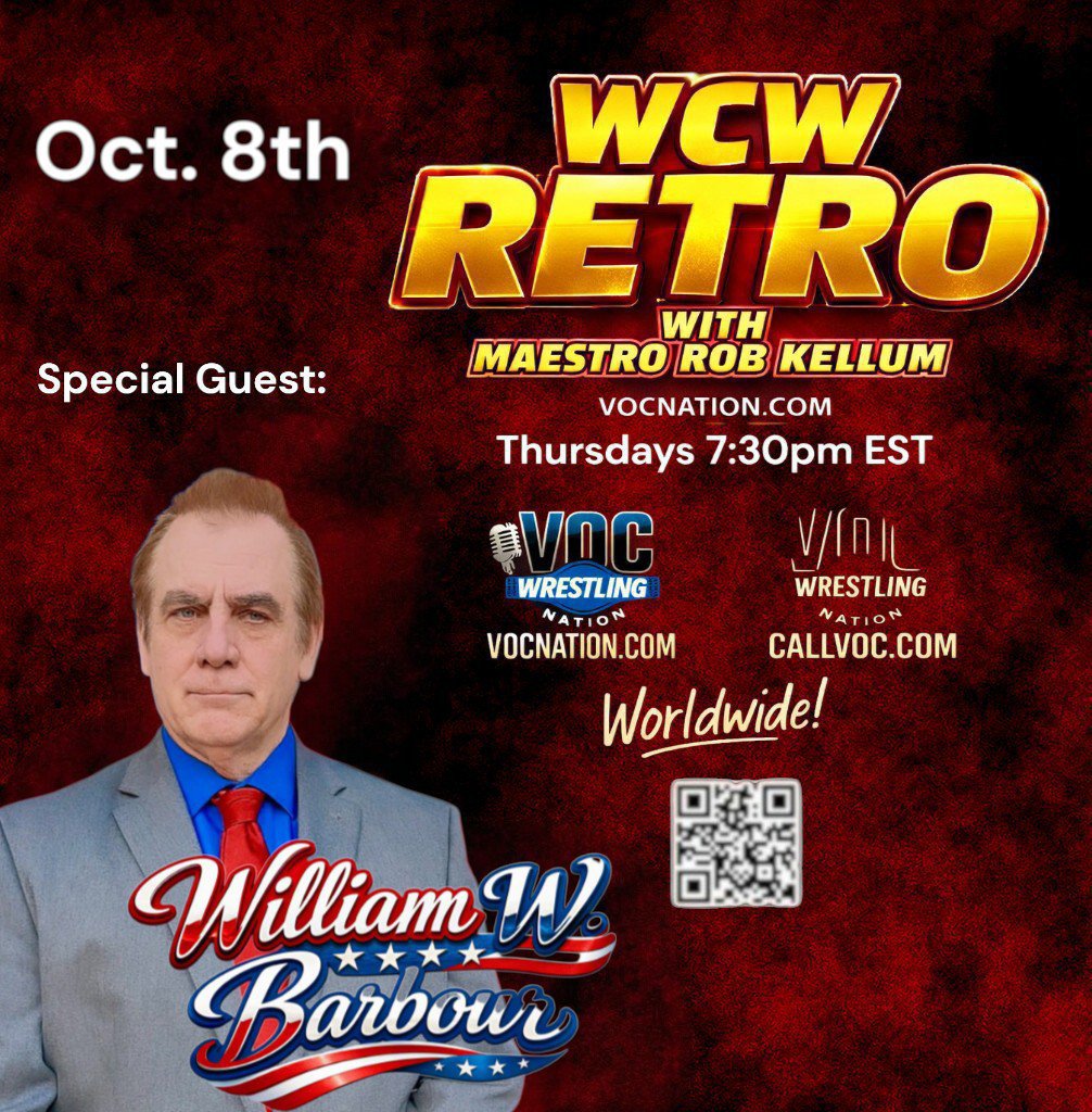 thestro's tweet photo. This Thursday! Oct. 8th Special guests will be  #DarrellRackley along w/  #WilliamWBarbour on the WCW Retro podcast with @thestro https://t.co/0FEywkVe22. To call in, go to https://t.co/Z1lWo5nyLw  #WCWRetro  #TeamStro @vocnation @YouTube https://t.co/EIVF2ogifR