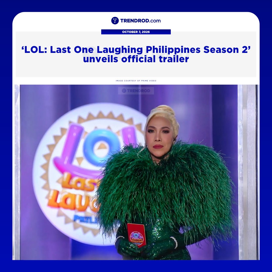 TrendrodPH's tweet photo. Streaming giant Prime Video has unveiled the official trailer of ‘LOL: Last One Laughing Philippines Season 2,’ which features returning host Vice Ganda and a new set of 10 local comedians.
Full story below.
#LOLPH • #LOLLastOneLaughingPhilippines • #ViceGanda • #PrimeVideo https://t.co/Q42GHp70tO