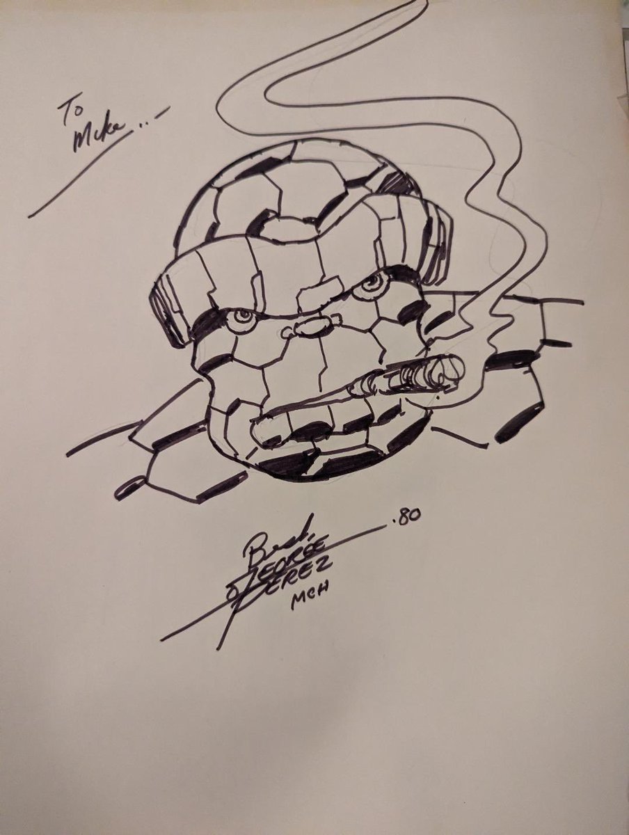 mcd6986's tweet photo. @georgepereznet George used to do free headshots at my LCS, Mike’s comic hut, when I was a kid.  He was a legend https://t.co/H4Pl5Up2q7