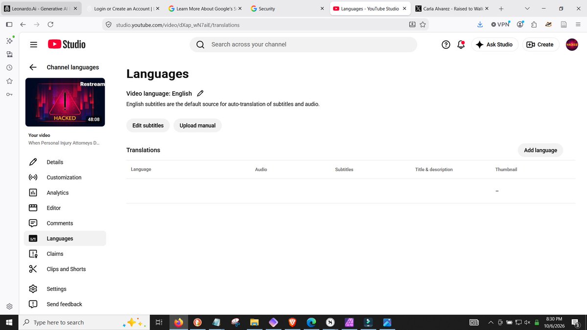 RaisedtoWalk's tweet photo. @YouTube @USMarshalsHQ I post about criminal @Youtube MCN sabotage on @Elonmusk's @x ... and #JustLikeThat ... the language files are back. Note the TWO language files on the videos I streamed after they HIJACKED my channel ... but I can't actually access them.
@Youtube & their band of fools https://t.co/teLljOEgaN