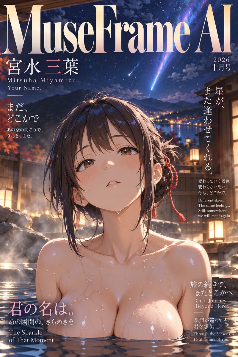 MuseFrameAI's tweet photo. MITSUHA MIYAMIZU|Someday, Somewhere Again ✨
Different skies. The same feeling.
Somewhere beyond time, perhaps we’ll meet again.
#MitsuhaMiyamizu #YourName #MuseFrameAI #AnimeArt https://t.co/DpXQlxl9pG