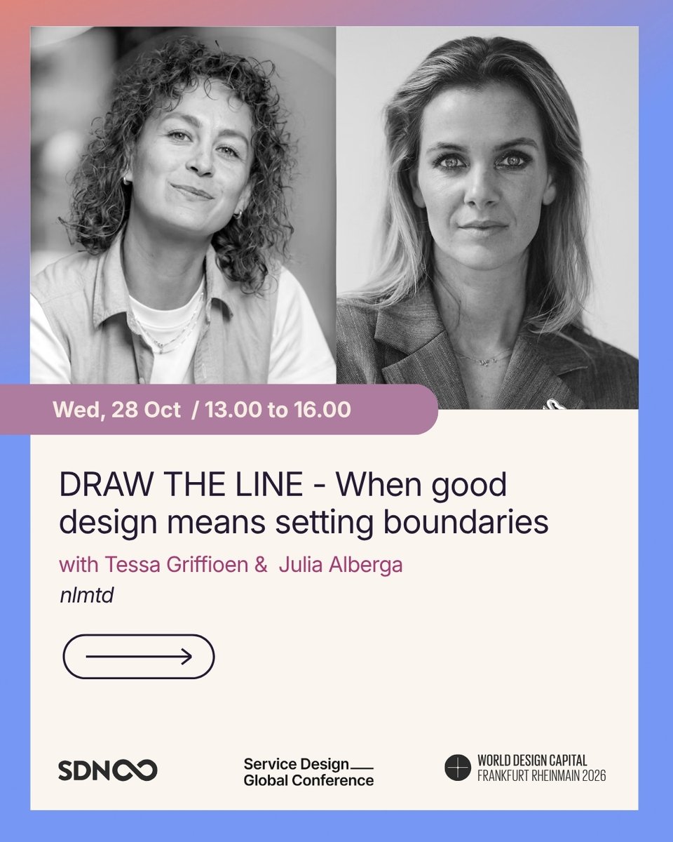 SDNetwork's tweet photo. Where should a service stop? And who are we designing for beyond today? 🧭

Two #SDGC26 workshops on Oct 28 explore responsible design:
DRAW THE LINE
Dear Future Citizen

Book here: https://t.co/oqpofojmIS https://t.co/x2K07834bc