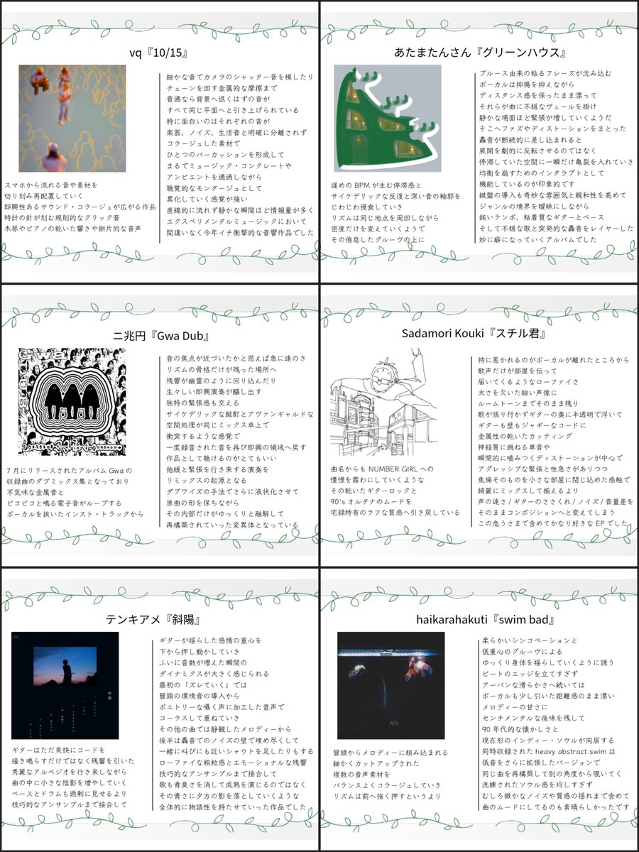 jinmusic0114's tweet photo. 本日リリースされた国内の新譜と
それ以外に最近のリリースも合わせて
聴いてきた中で個人的に好きだった音楽

miyama
fulusu
OFFICE DESTRUCTION GIRL
BHS Svve &amp; hirihiri
Doxie
musbime
Gingersamm
To Be Honest

online bank

vq
あたまたんさん
ニ兆円
Sadamori Kouki
テンキアメ
haikarahakuti https://t.co/0mfWftYq8E
