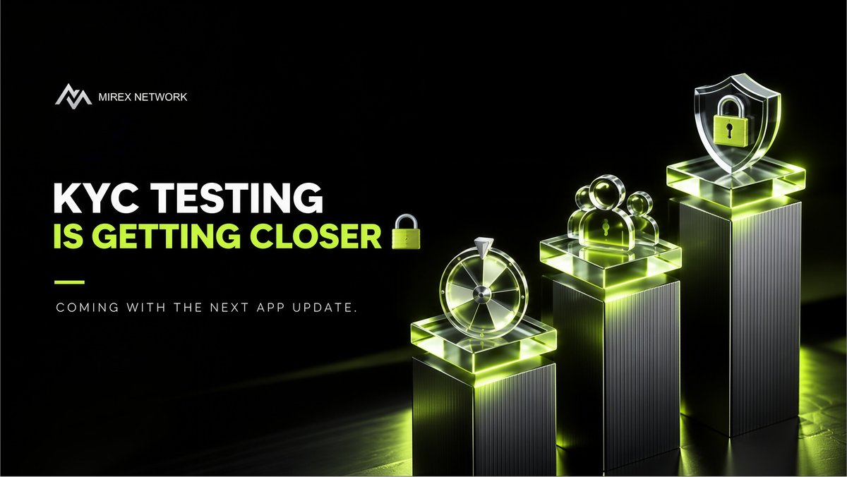mirex_network's tweet photo. The next stage of Mirex KYC is getting closer. 🔐

Our upcoming Spin & Win feature is connected to the rollout of KYC within the Mirex app.
Through Spin & Win, community members will have the opportunity to secure one of the first KYC testing slots.

This staged approach allows us to test the full verification process with an initial group before expanding access across the wider Mirex community.
We know KYC is one of the updates you've been waiting for most🚀

Spin. Win. Verify.
More details soon. 🌍

#MirexNetwork