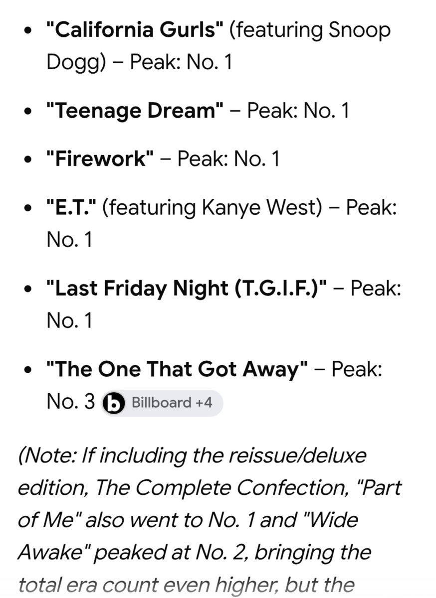 _joshuaperry's tweet photo. If we’re counting deluxe editions as part of the same album, then Katy Perry already broke this record in 2012 with Teenage Dream: The Complete Confection — 8 Top 5 hits from one album era, with 6 reaching #1. So how is The Encore suddenly eligible for this record but Complete Confection isn’t? 🤔 @billboard @billboardcharts