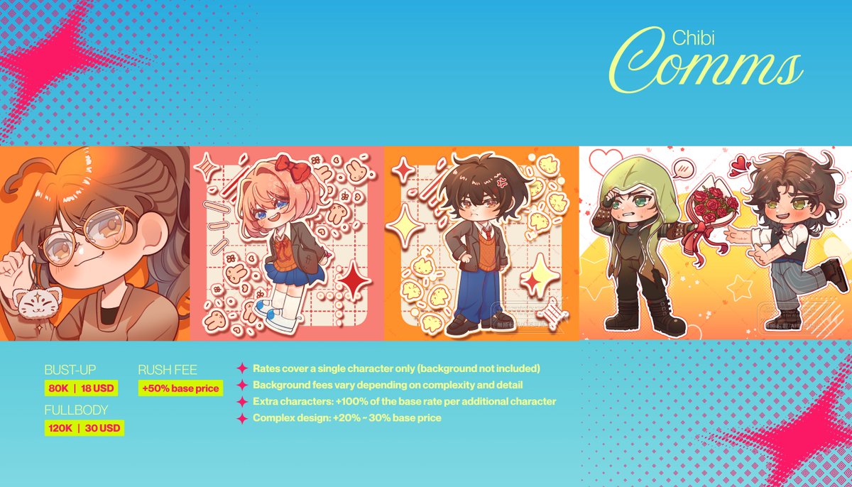 flanyaa's tweet photo. [rt / ♡ appreciated! ✦]

Hi everyone! Commissions are officially open for this batch (5 slots only).

All links and info are in the thread below!

Feel free to DM me if you have any questions. Thanks for the support!
(1/3)
#commissionopen #VGenComm #artidn #zonakaryaid https://t.co/t3c9SMnlII
