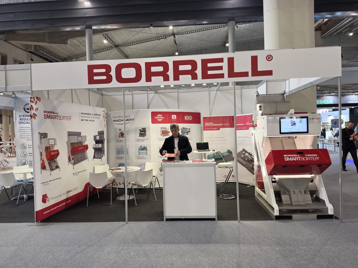 roigborrell's tweet photo. Greetings to my team at FoodTech Barcelona, showcasing our new Borrell Smart Sorter® Vision optical sorters! Come meet them and discover smarter AI sorting for nuts and seeds.

October 6–8 · Fira de Barcelona, Gran Via · Stand C-230 · Barcelona, Spain.

#FoodTech #Borrell https://t.co/8QedhFZmMe