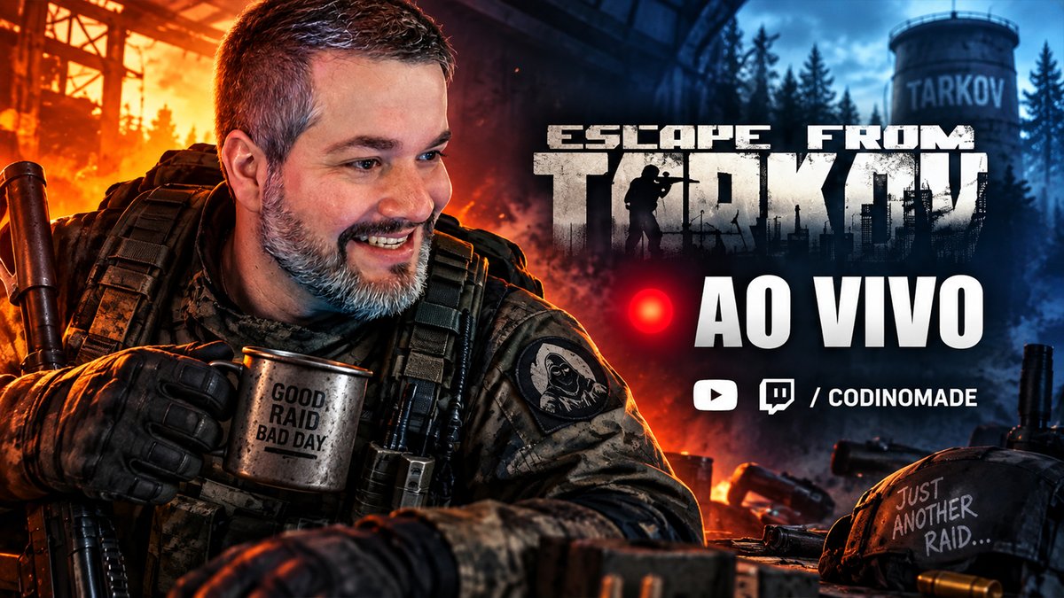 codinomade's tweet photo. 🚨 Tarkov AO VIVO em 2K!

Entrei com 800 mil em equipamento. Um sujeito de chinelo e espingarda está prestes a receber uma doação. 💀

🟣 Twitch: https://t.co/DIv4agZ7WC
🔴 YouTube: https://t.co/1lv7qGl5Kx

#Tarkov #EscapeFromTarkov https://t.co/0cVMr5eWeB