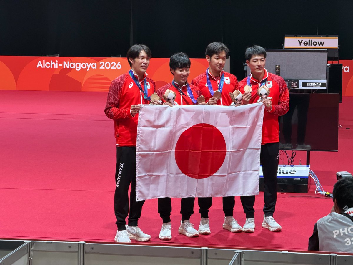 ryu_supporters's tweet photo. 【2026アジア競技大会】ご報告

9月27日にフェンシング　男子エペ団体戦が行われ、松本龍選手も出場しました。
結果は　🥉銅メダル🥉

応援ありがとうございました！！

#アジア競技大会
#フェンシング
#エペ
#fencing
#epee https://t.co/NYyur0MTCv
