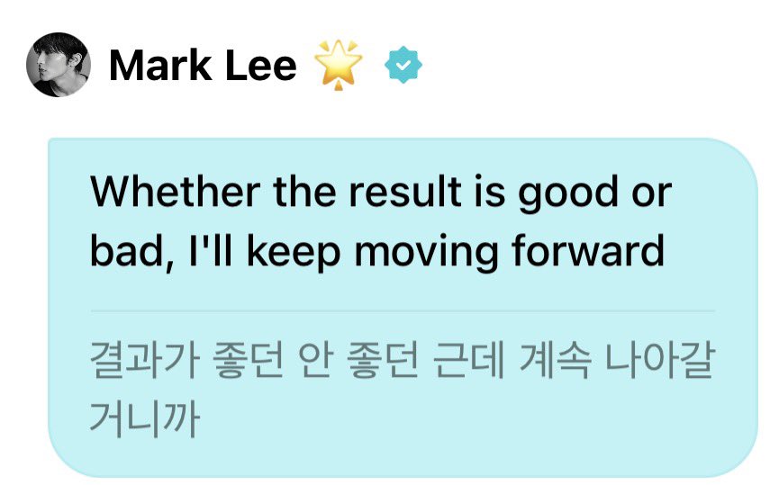 mkhcnn's tweet photo. motivation of the day ☝🏻

“Whether the result is good or bad, I’ll keep moving forward.” - Mark Lee 

write that down, write that down, everyone~ https://t.co/g4vXChioRE
