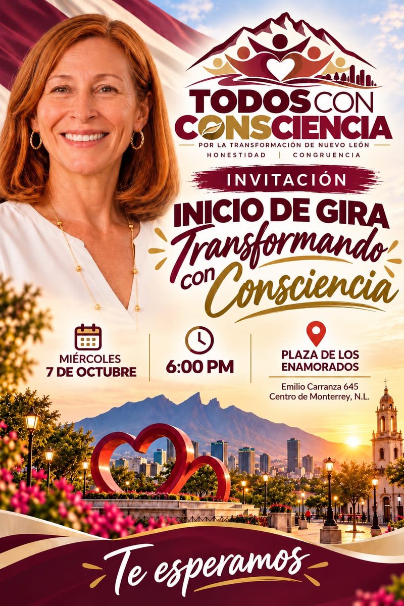 elgalloomx's tweet photo. ‼️INICIA GIRA POR TODO NUEVO LEÓN 

Tatiana Clouthier anuncio el recorrido por todos los municipios del estado iniciando por este 7 de Octubre.👇🏻👇🏻 https://t.co/QPr4xtmwQ4