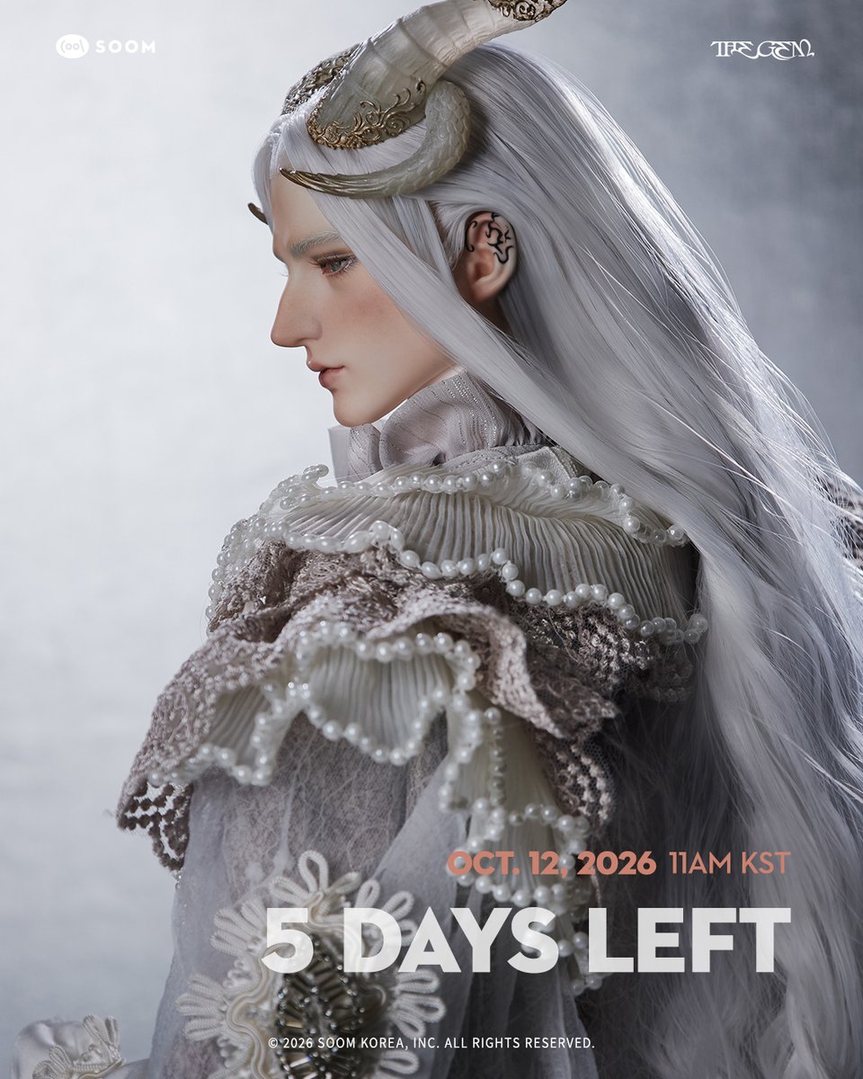 soomkorea's tweet photo. It is coming to an end our time.
2026.10.12 (Mon) 11AM KST
See you again next time.
-HG75 Cillian
#soom #thegem #hypergem #hg75 #bjd https://t.co/ktbKmgshP2