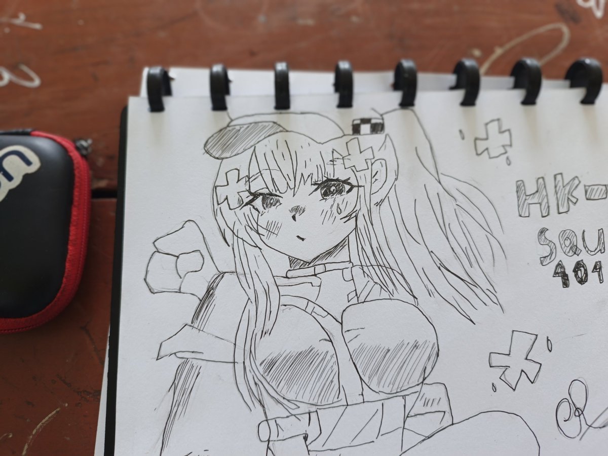 HanafudaOchama's tweet photo. drawing HK416 again https://t.co/47zxe4XI6M