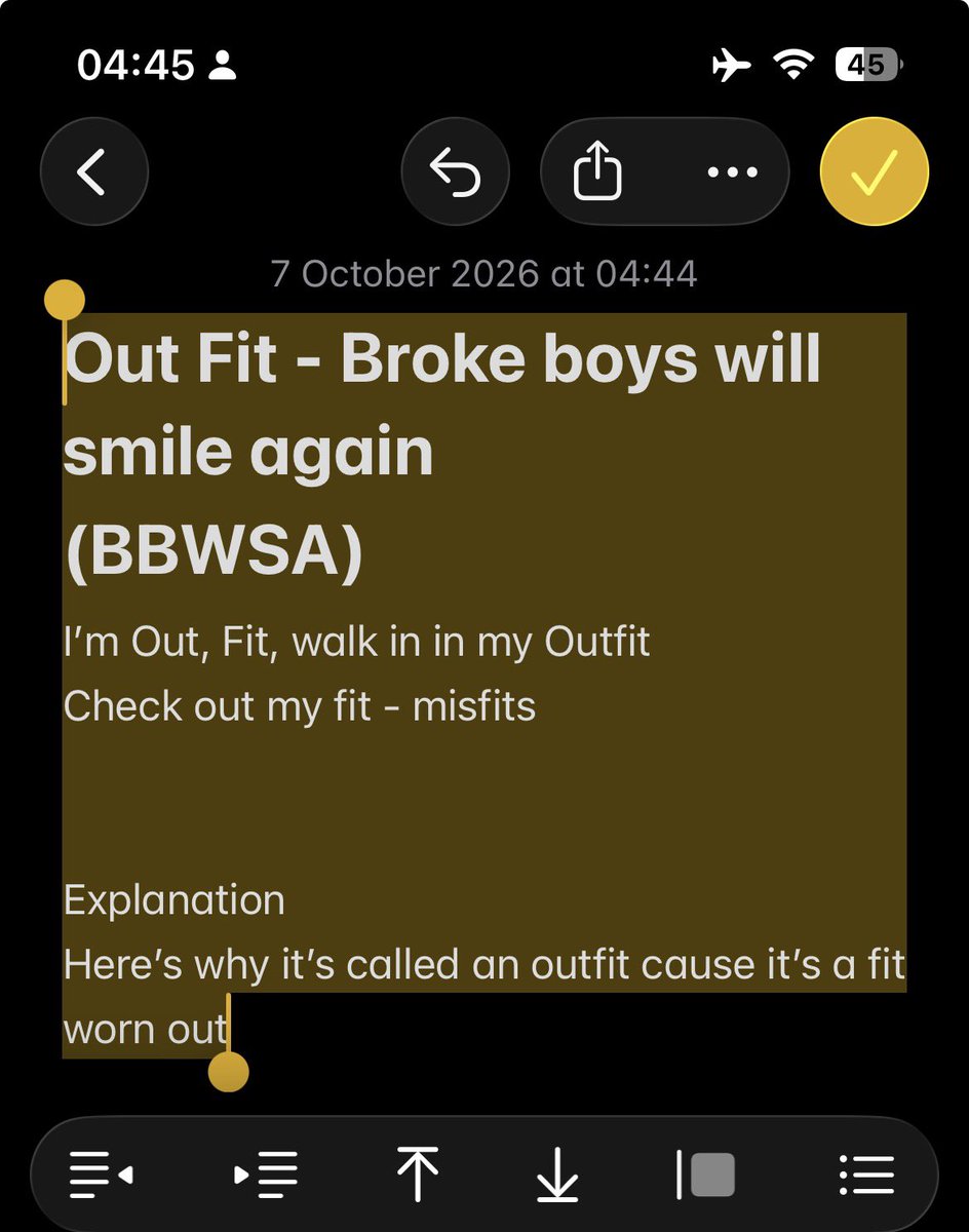 danjhaywire's tweet photo. Out Fit - Broke boys will smile again 
(BBWSA)
I’m Out, Fit, walk in in my Outfit 
Check out my fit - misfits

Explanation 
Here’s why it’s called an outfit cause it’s a fit worn out https://t.co/RAzYH0wSrp
