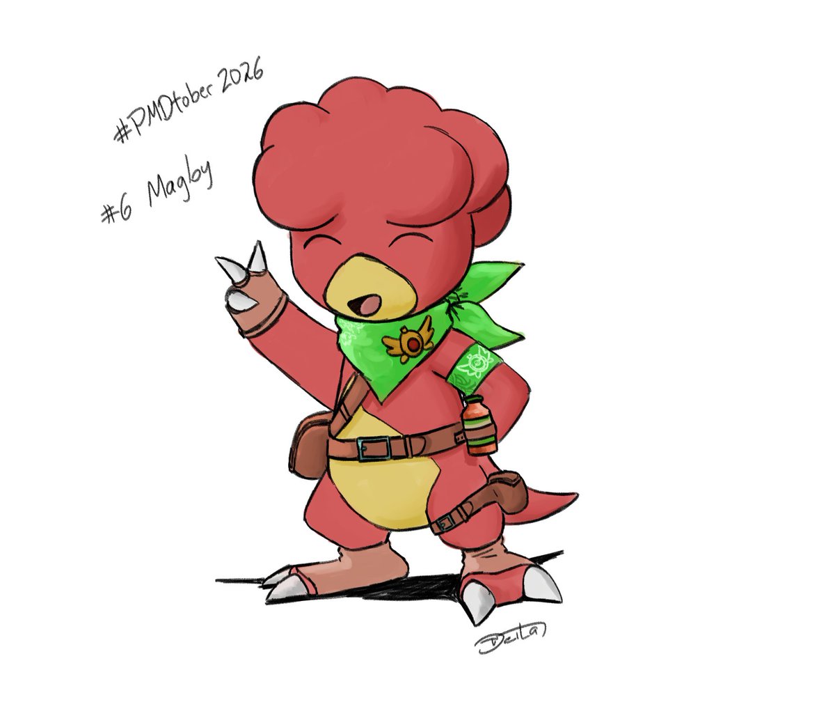 DeltaEagleArts's tweet photo. PMDtober2026, day 6: Magby!

#PMDtober2026 #pmd #pokemonmysterydungeon https://t.co/mV0ov37e0l