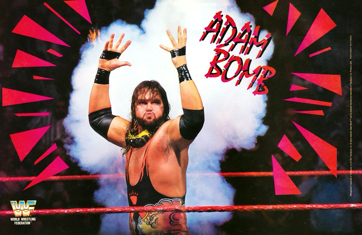 WWFWrestling1's tweet photo. ☢️ An Adam Bomb pin-up poster, handle with extreme caution! ☢️💣📌 #WWF #WWE #Wrestling #AdamBomb https://t.co/deOKkrR4Yv