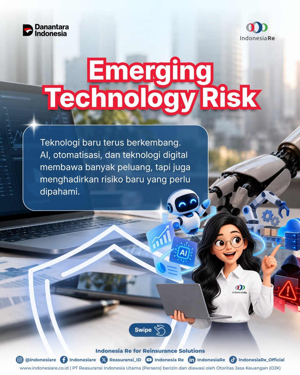 Reasuransi_ID's tweet photo. Dunia terus berubah, dan risiko yang dihadapi industri juga ikut berkembang.

Perkembangan teknologi, perubahan iklim, hingga hadirnya teknologi baru seperti AI membawa peluang sekaligus risiko yang perlu dipahami. https://t.co/XAXcDQPLfc