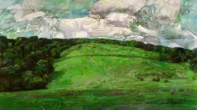 diamondli2013's tweet photo. In Yang Zuolin’s landscape, the green hillside is more than scenery—it feels alive.
Earth, sky, cloud and light dissolve into one continuous rhythm.
A quiet painting, yet full of movement and breath.
Yang Zuolin | Oil on Canvas
#OilPainting #ChineseArt #LandscapePainting https://t.co/W8rtUHZWjl