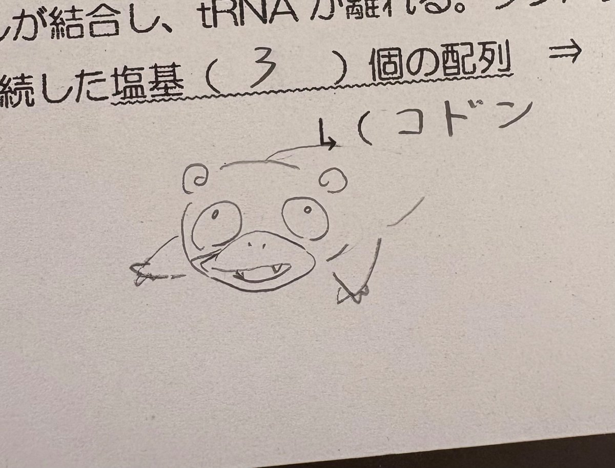 _akiracha_'s tweet photo. コドン､､､ヤドン､､､w
うろ覚えにしては上手いと思う（授業中のらくがき） https://t.co/qkP4fT4V8f