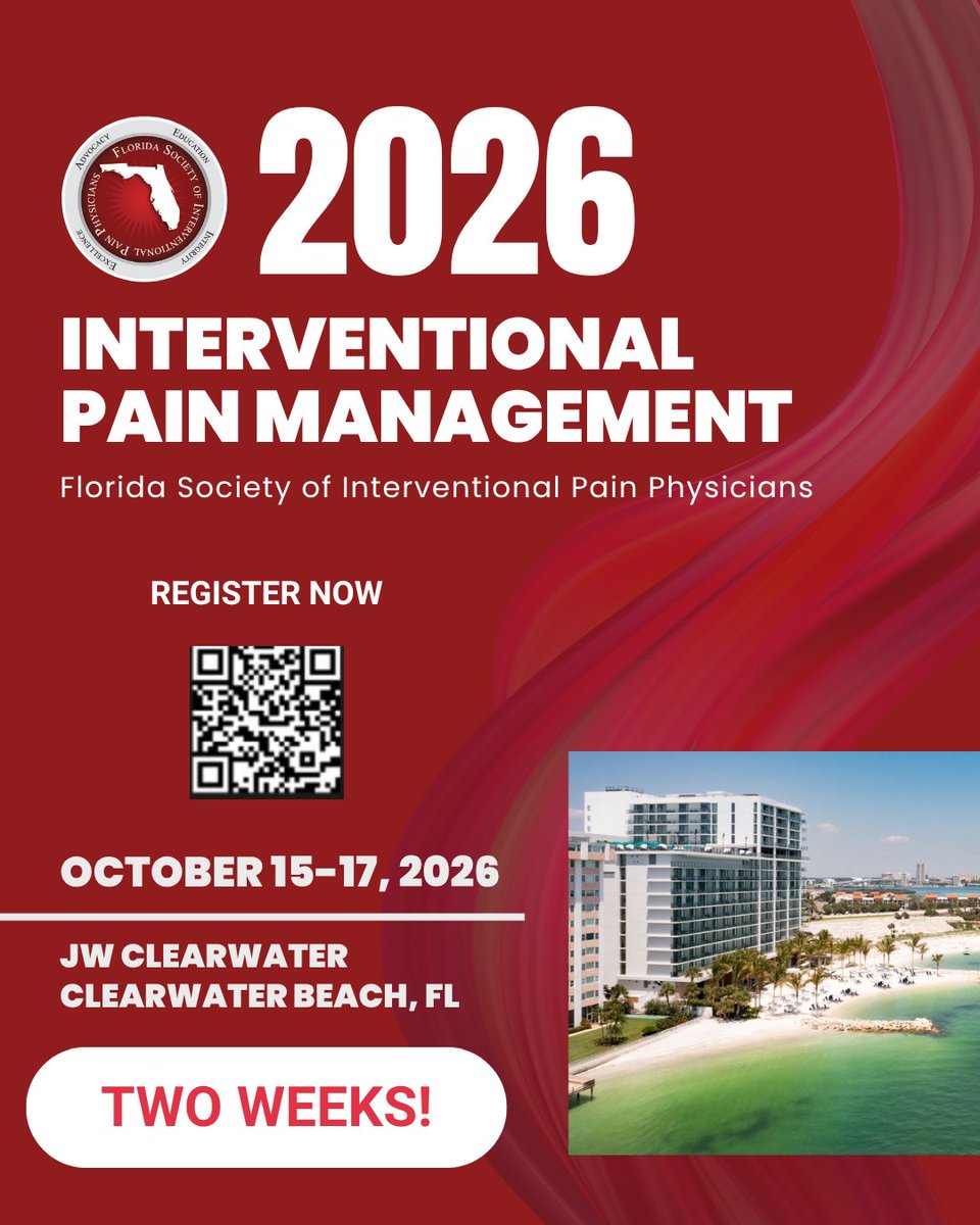 scorah_ssmb's tweet photo. We are incredibly excited to welcome the FSIPP community to Interventional Pain Management 2026, October 15–18 at the JW Marriott Clearwater Beach!

Great education. Great conversations. Great friendships. One strong pain medicine community.

Scan the QR code to register! https://t.co/LIl9AYqQCR