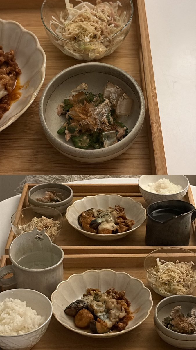 cyam_o_'s tweet photo. ← 机さえもなかった同棲初日 （1枚目）
→ お皿集めにハマりだした今 （2～3枚目） https://t.co/LQsW80KmC8
