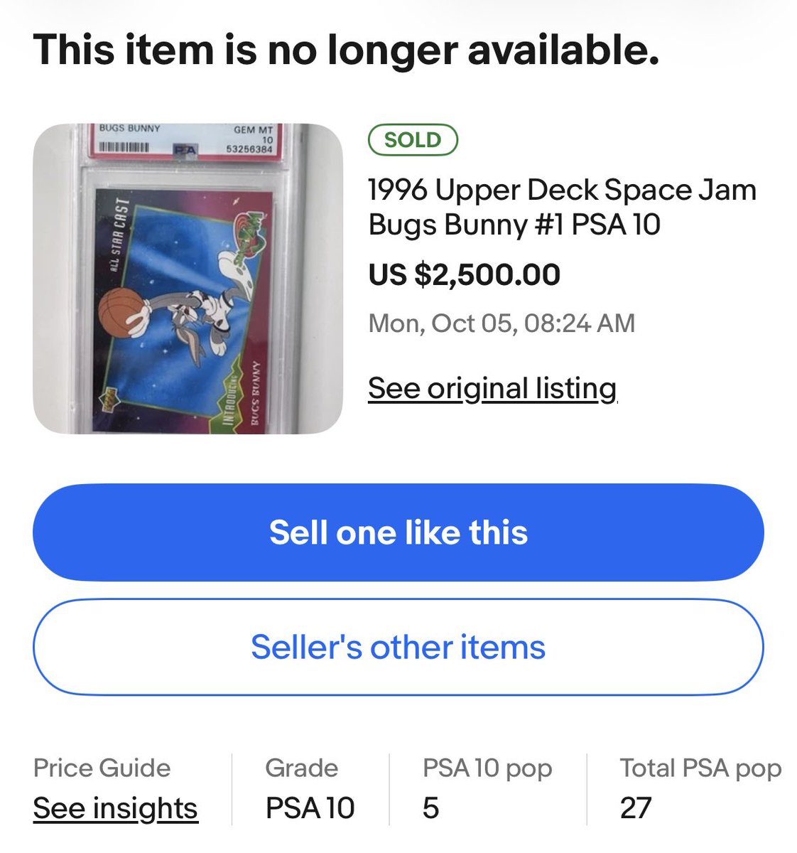 beforethepop's tweet photo. 1996 Upper Deck Space Jam is underrated.

Lola Bunny rookie.
Michael Jordan.

And proper rarity tiers:
Marvin’s Flip Cards: 1 per pack
Space Jam Scratchers: 1:12 packs
Jordan’s Tune Squad: 1:13 packs
Animotion: 1:72 packs

A PSA 10 Bugs Bunny #1 just sold for $2.5k.

I’ve got my eye on a PSA 10 Lola or an Animotion.