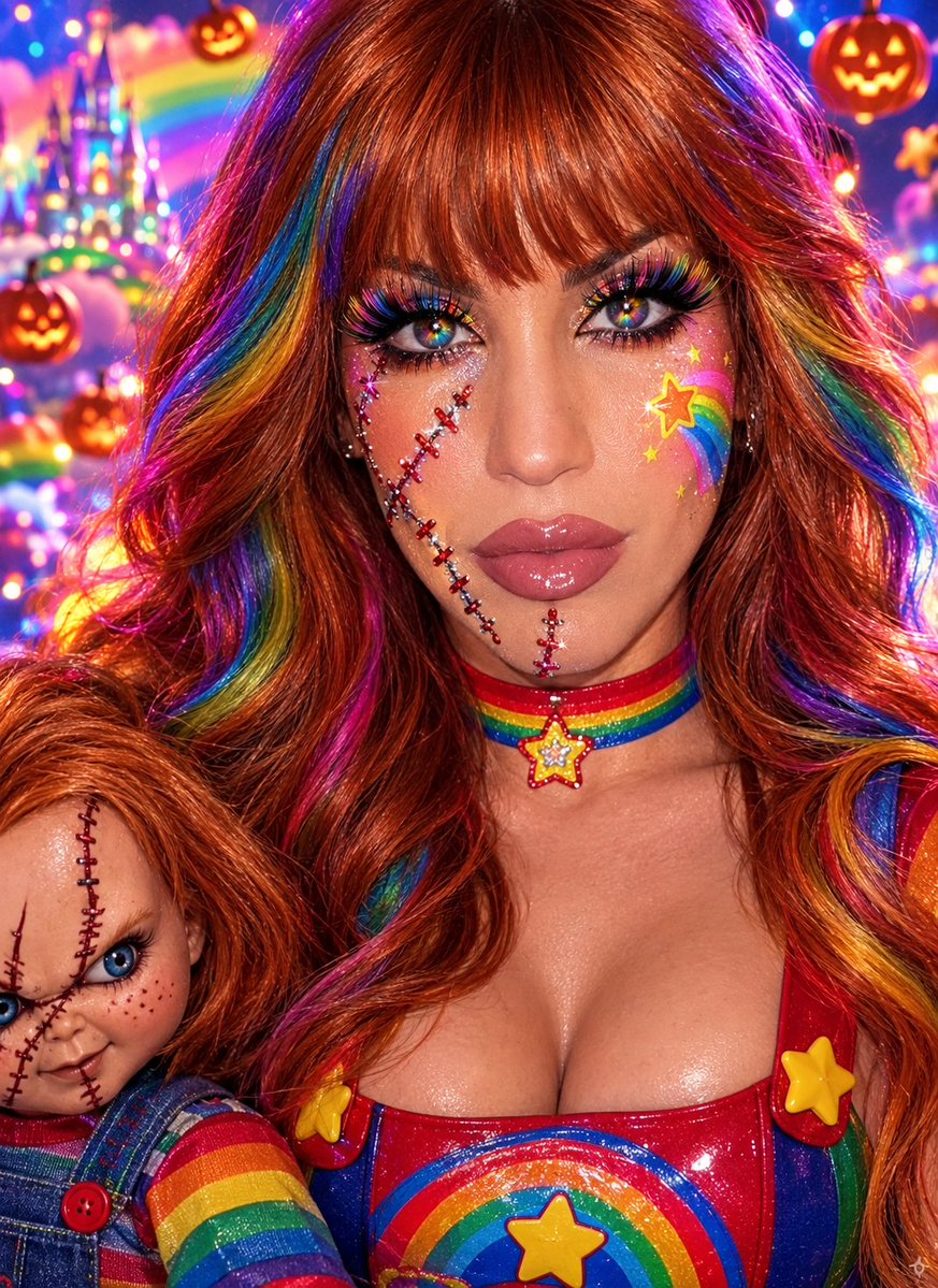 JennlovesSteven's tweet photo. When you can't choose between childhood nostalgia and childhood trauma, you mash them together.
Presenting: Rainbow Brite x Chucky. Friends, what two characters would YOU mash up? I need new victims... I mean, inspiration. Show me! https://t.co/Q6t55VEEhq