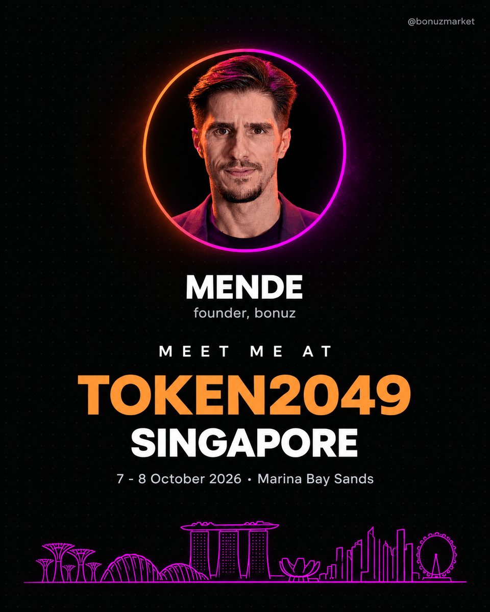 BonuzMarket's tweet photo. at TOKEN2049 Singapore 🇸🇬
building a dapp or chain? integrate into bonuz and we'll gamify it for real users.
our founder is around today + tomorrow. DMs open. https://t.co/CbtyGdSeQf