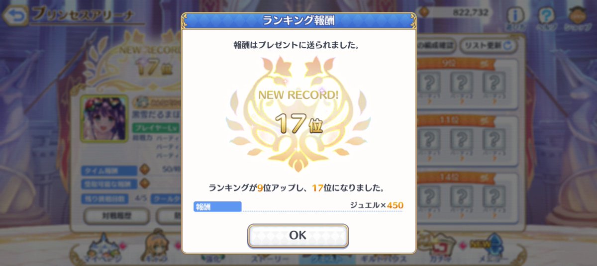 bocchigure1973's tweet photo. お昼ですが、おはようございます☆
一瞬の夢ですが(笑)、プリーナでも１桁台に入る事が出来ました(喜)
まぁ…これを書いてる間に順位落ちてると思いますがw
余談ですが、BAもPAも指定席と言うか、上位に手を出すな的な暗黙のルールあるみたいですね(苦笑)
とある方の怨み呟きを…(文字数)
#プリコネR https://t.co/Qfyk0FpIZB
