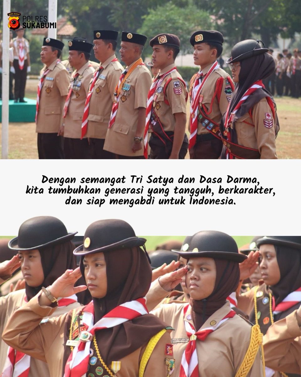 polsekprkda_smi's tweet photo. Semangat Pramuka, Semangat Mengabdi ๐ฎ๐ฉ
Kapolres Sukabumi bersama Forkopimda Kabupaten Sukabumi menghadiri Upacara Peringatan Hari Pramuka ke-65.
@divisihumaspolri @humaspoldajabar @polisi_indonesia
#pramuka #sukabumi #polressukabumi #fyp foryou https://t.co/KTkHS9DTqS