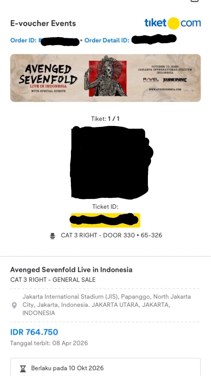 baybayyfever's tweet photo. WTS A7X Jakarta, CAT 3 Right, 1 ticket, IDR650.000 only

#WTS #a7x #a7xjakarta #avengedsevenfold https://t.co/T4Uf0gPui3