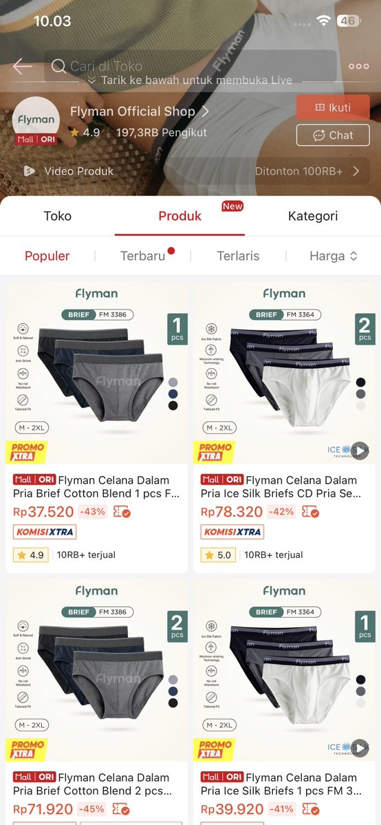 shopee_buddy's tweet photo. CELANA DALAM COWOK TERNYAMAN✨

Kalau urusan celana dalam buat dipakai daily,  5 brand ini paling nyaman menurut aku 👇
1. Pierre Cardin
2. GT Man
3. Durban
4. Nosile
5. Flyman

Nyaman, adem &amp; enak diapakai seharian.
Kalau versi kalian, brand apa tang paling nyaman ?👀 https://t.co/u6yBVlqpj4