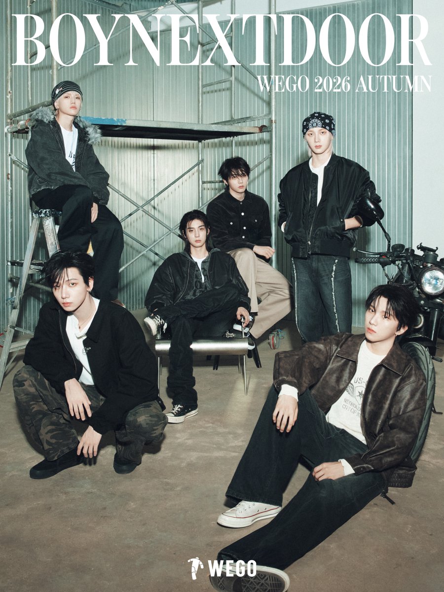 WEGO_press's tweet photo. ★WEGO 2026 AUTUMN & WINTER VISUAL feat. BOYNEXTDOOR★

WEGO 2026 AUTUMN & WINTER ビジュアルモデルに3度目の登場となる6人組ボーイグループ「BOYNEXTDOOR」が就任！
今回はグランジテイストのビジュアルを引っ提げ、少しクールな���少年たち」となって帰ってきました。

WEGO全店舗にてビジュアル掲出、BOYNEXTDOORオリジナルアイテムの発売、ボーナスギフト&ビジュアルBOOK“WEGO MAGAZINE”の配布など、盛り沢山の企画となっております。

グランジテイストをベースに、クールな雰囲気を身に纏った新たな一面が見られるBOYNEXTDOORのビジュアルを、ぜひチェックしてください★

▼BOYNEXTDOOR特設ページはこちら▼
https://t.co/lO7sGP480O

@BOYNEXTDOOR_JP 
#BOYNEXTDOOR #BND #WEGO2026AW