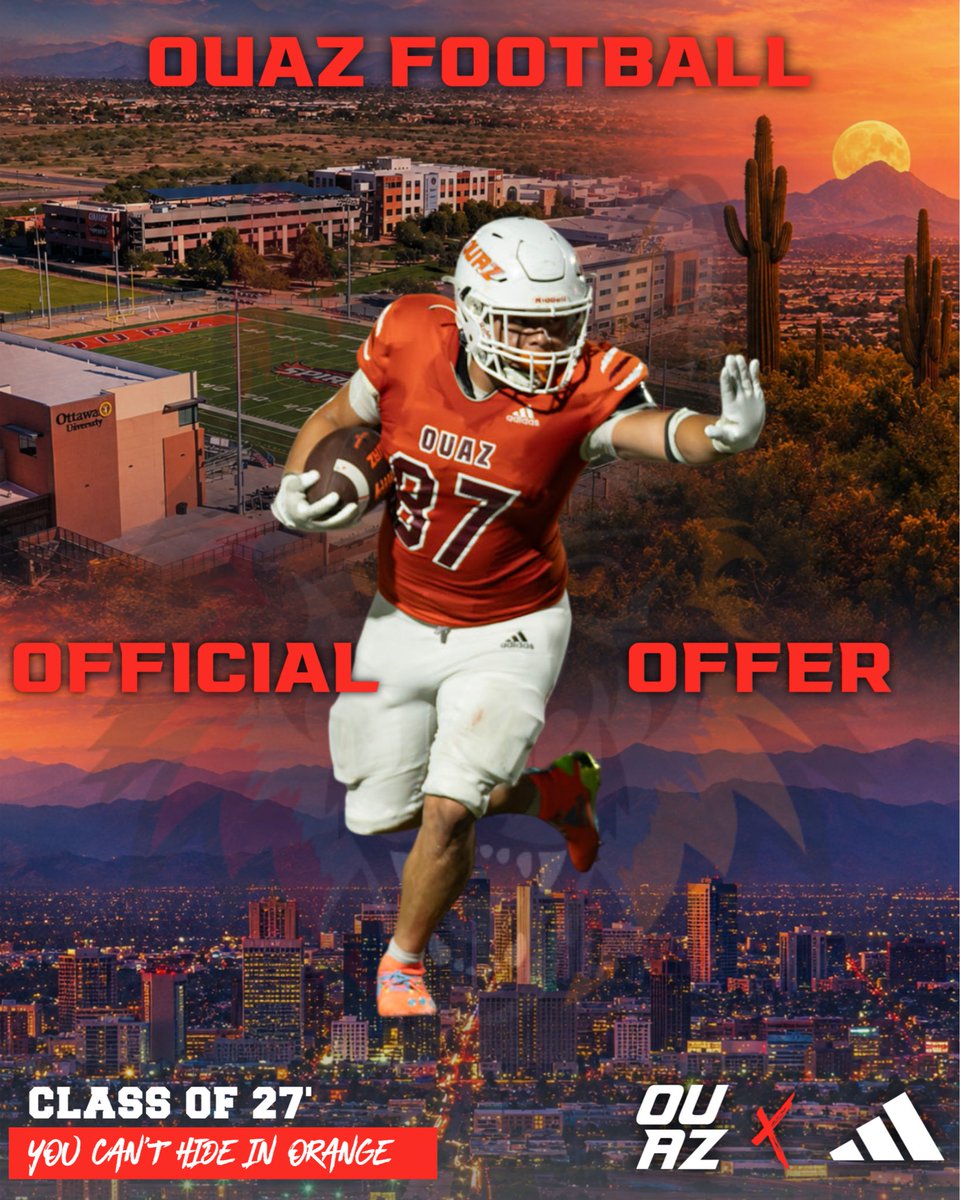 CoopRigz5's tweet photo. I am very grateful to have received an official offer to play at OUAZ!
@CoachMurphyQB 
@CoachJDominguez 
@OUAZFootball 
@Coach_Needham67 https://t.co/i4FWw9UVp3