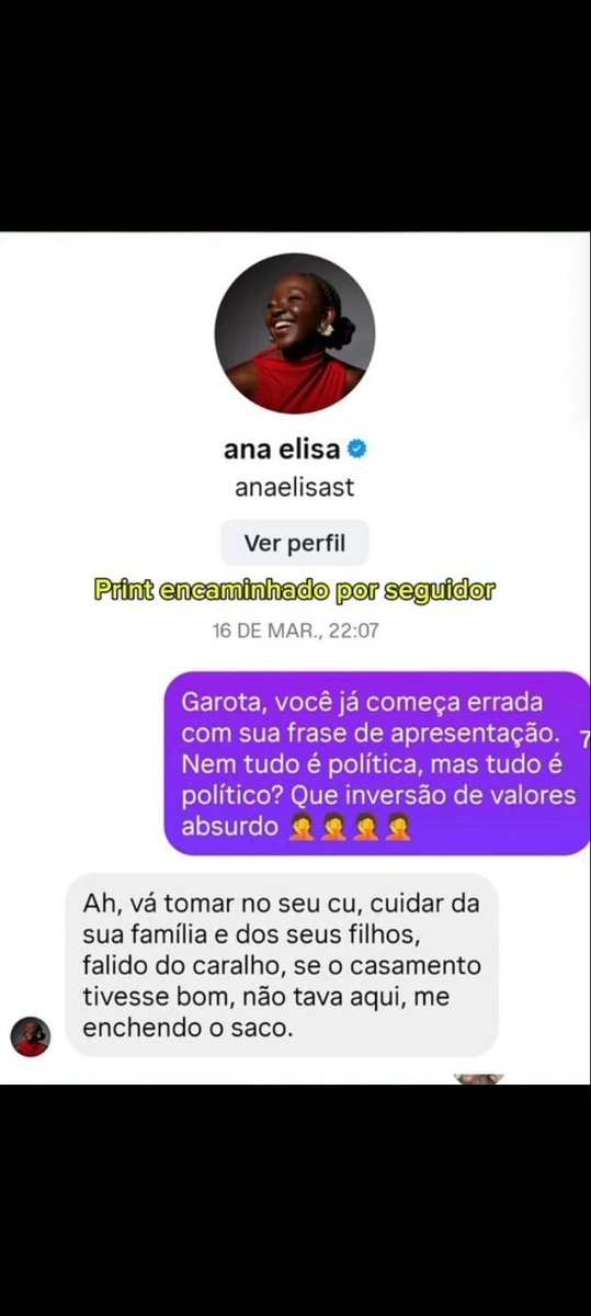 Mirahy12's tweet photo. @httpsrealitys Só é intolerante e mau educada https://t.co/F5lZejiH8Q