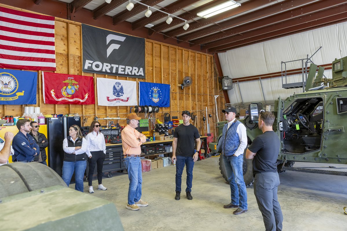 ForterraDefense's tweet photo. At Forterra’s Idaho test range, we push autonomous mission systems through extreme temperatures and unforgiving terrain. @KMVTNews joined @CongMikeSimpson, @RepEllzey, and our CGO @scott_sv to see that work up close.

The autonomy tested here is already powering resupply missions in Ukraine. Unmanned vehicles carry medical supplies, food, and ammunition to the front lines, sustaining operations while keeping soldiers off dangerous routes.

Check out the full story: https://t.co/s7vIKabOql