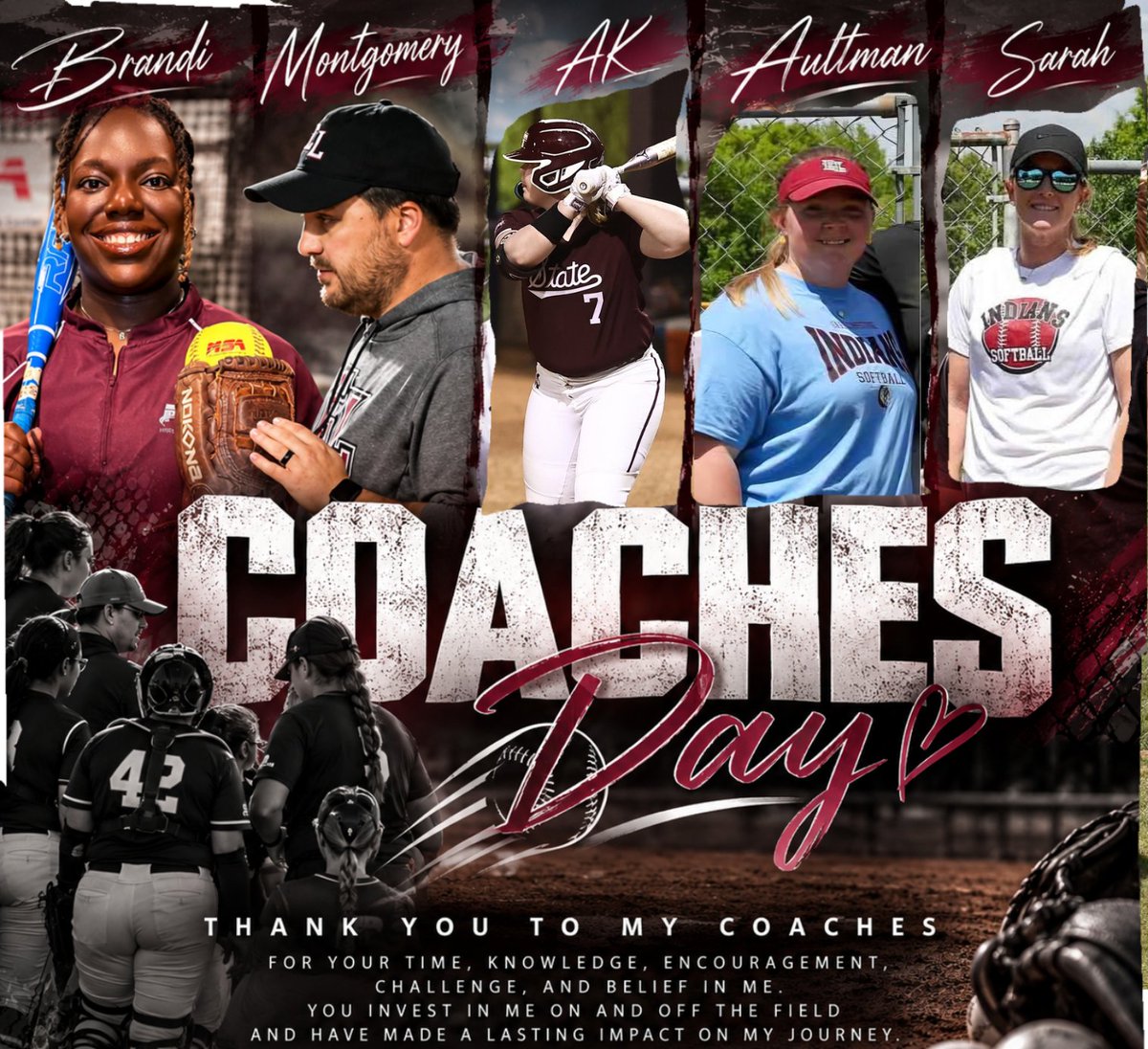 AubreyRed42's tweet photo. Happy #NationalCoachesDay ! 🥎

Today I want to recognize the coaches who have made some of the biggest impacts on me not only as an athlete, but as a person.

✨️Coach Brandi, Coach Montgomery, Coach @aksegars , Coach Aultman, and Coach Sarah✨️

Each of you has played an important part in my journey. You’ve challenged me, believed in me, taught me, encouraged me, and helped shape the player I am becoming.

Some coaches are part of your journey for a season, while others are there for years, but the lessons great coaches leave with you last far beyond the field.

I’m grateful for every lesson, every correction, every hard conversation, every word of encouragement, and every time you pushed me to expect more from myself.

Thank you for investing in me and helping me grow both personally and athletically. I’ll carry pieces of what each of you taught me everywhere this game takes me. ❤️

#42Redmon
#CoachImpact #StudentAthlete
