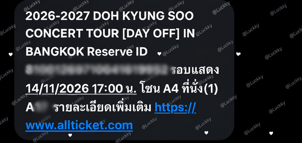 LuckkyLuckTickt's tweet photo. WTS ปล่อยบัตร

DKS Concert Tour [Day Off] in Bangkok

14/11/26 
บัตร 6500 A4   ราคาออริ

สนใจDM ได้เลย
กดติดตามและรีโพทส์ มีส่วนลดค่าบัตรให้500฿ 
#DAY_OFF_IN_BANGKOK https://t.co/fkR456EHRC