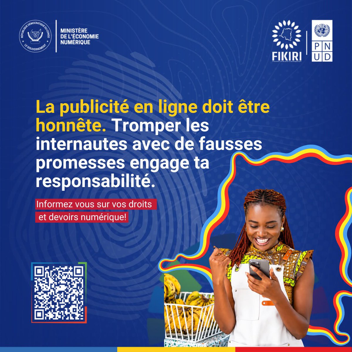 RenTUMSIFU's tweet photo. 📢 La publicité en ligne doit être honnête, claire et transparente.

Influenceurs, vendeurs ou créateurs de contenu, votre audience vous accorde sa confiance. 

@PNUDRDC
 @MinistreNumriq1 
#PublicitéResponsable #InfluenceResponsable
#CVCN2026 https://t.co/iwgHcfHKD3