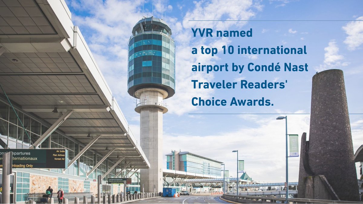 yvrairport's tweet photo. We're proud to be named among the top 10 best international airports by @CNTraveler Readers' Choice Awards. Based on results from almost 800,000 reader responses, we're honoured to be recognized for our commitment to passenger experience. https://t.co/P51aP0TpE4 https://t.co/bZl7LPJ4yc