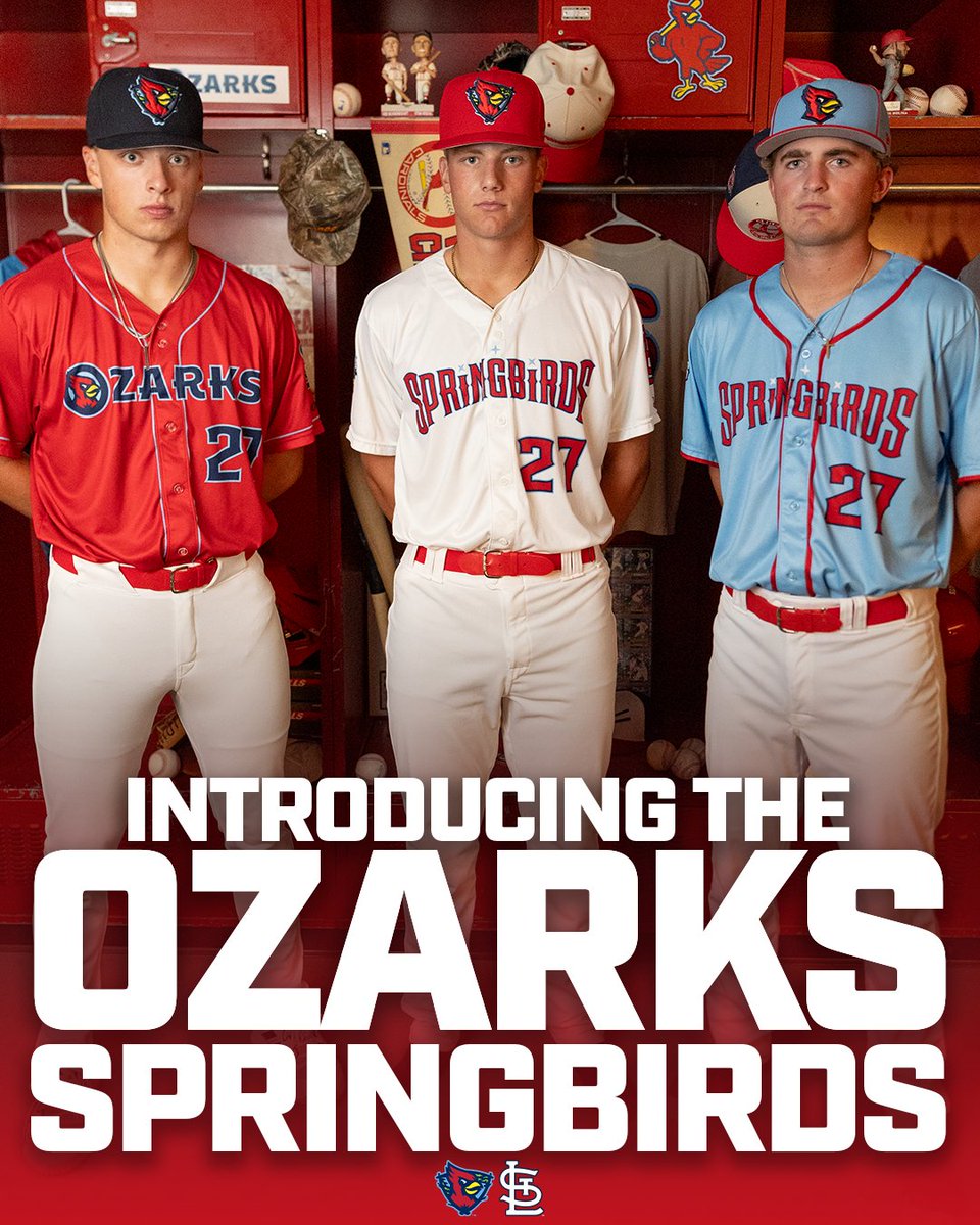 ozkspringbirds's tweet photo. Introducing the Ozarks Springbirds.

The ballclub formerly known as the Springfield Cardinals based in Springfield, MO has a new name, logos and uniforms and will continue to serve as the proud Double-A affiliate of the St. Louis Cardinals. The new name and logos were created with three things in mind: Our City, Our Region and Our Birds, creating a new identity for Southwest Missouri to rally around.

The Springbirds will debut on Friday, April 2, 2027 at Route 66 Stadium.

See more at https://t.co/y4w65auxAw.