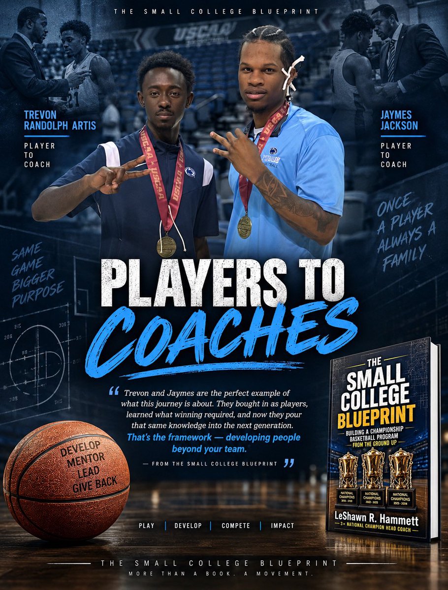 SmallCollegeBP's tweet photo. NATIONAL COACHES DAY 🏀

One of the best parts of coaching is watching your players become coaches.

Proud of Trevon Artis Randolph &amp; Jaymes Jackson for taking what they learned as players and pouring it into the next generation.

Develop people who eventually develop people. https://t.co/GwWKwdNn4X
