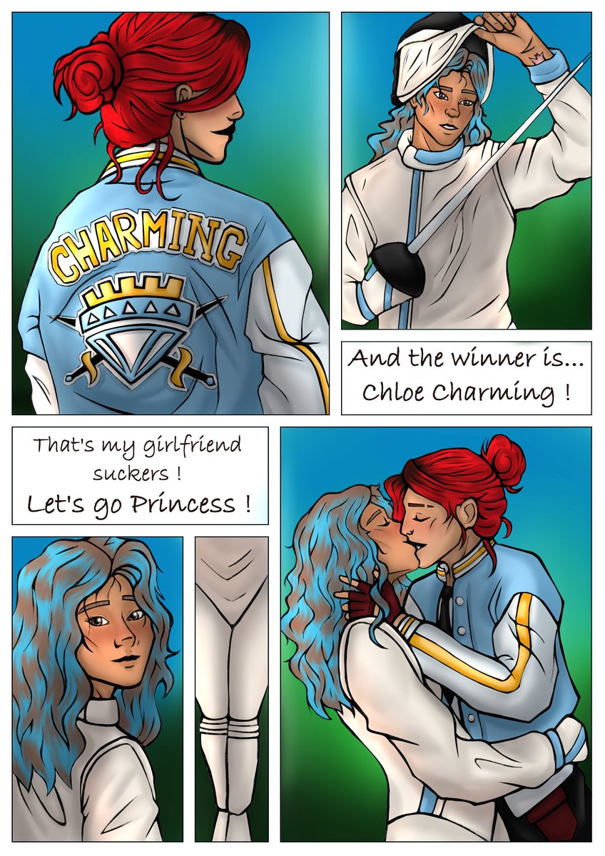 eternelia's tweet photo. New #glassheart mini comic featuring jock/fencer Chloe and supportive girlfriend Red

She wears the letterman jacket more often than Chloe lmaoo https://t.co/8u1aqNcDEW