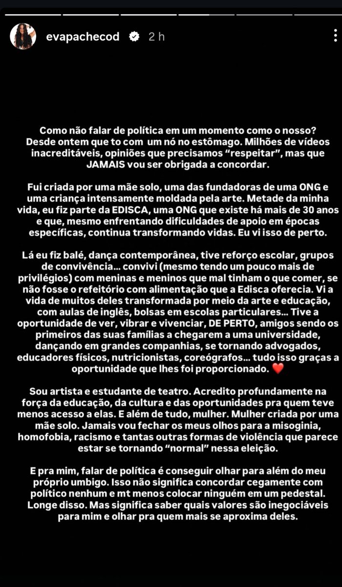 dudajdf__'s tweet photo. Evinha muito bem posicionada que sabe muito bem de onde veio e reconhece os seus ideais, te amo Eva Pacheco🥹 https://t.co/qN9oVMDn8V