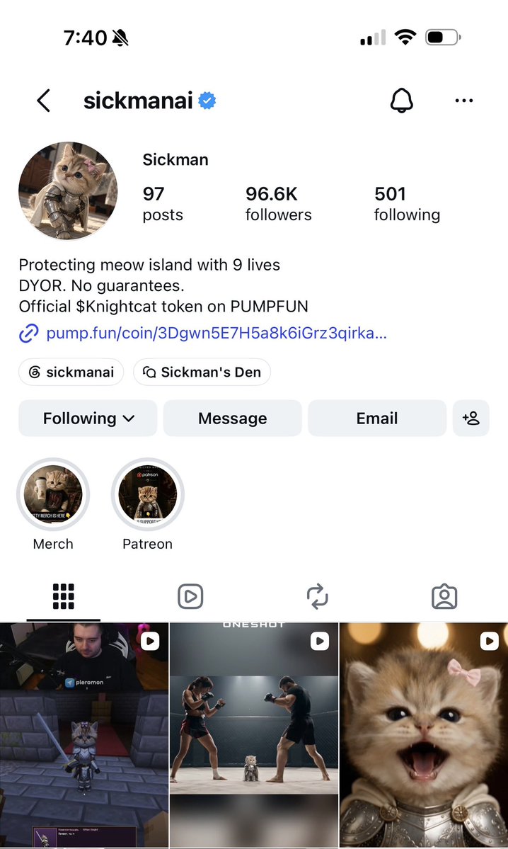 scudsbtc's tweet photo. The cabal can change the narrative on $knightcat at the snap of a finger and they are smarter than you think.

It’s likely the only way this narrative sends is with everyone backing the instagram artist just like Jean Phil.

I also used to own $swordcat but after I saw the artist on instagram backing knightcat I knew I had to sell.

There’s only one way out of here imo